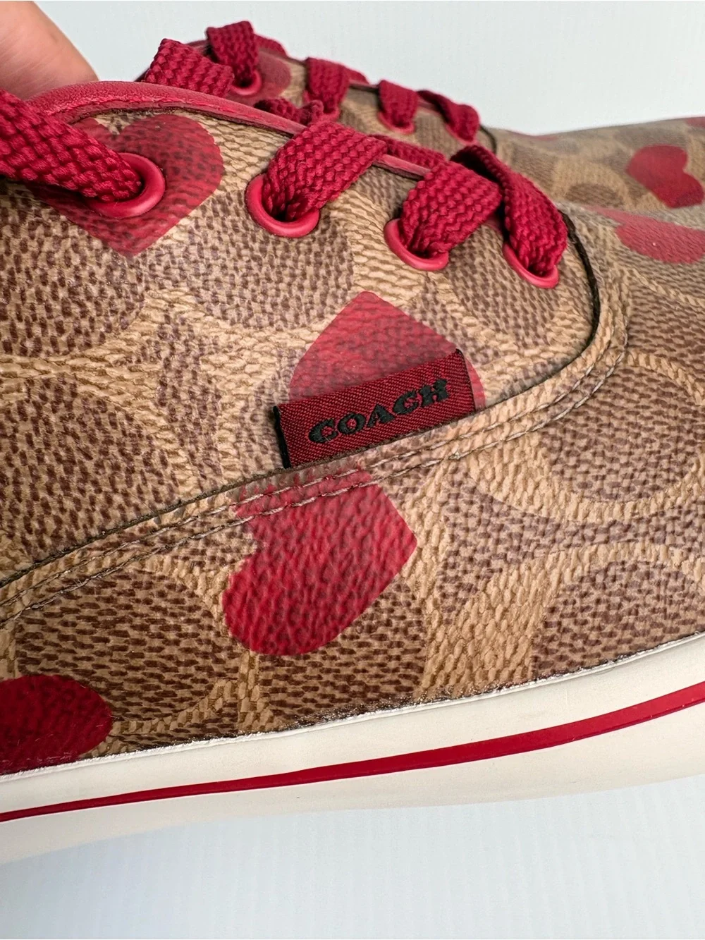 Coach City sole Skate Sneakers Coated Canvas Sz 8.5 B Electric Red Heart EUC